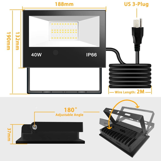 40W Outdoor RGB LED Flood Light with Remotes