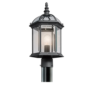 18" Outdoor Post Light with Beveled Glass Panels