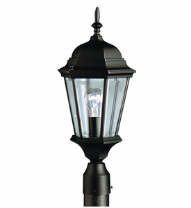 Single Light 10" Wide Outdoor Post Light with Clear Beveled Glass Panels