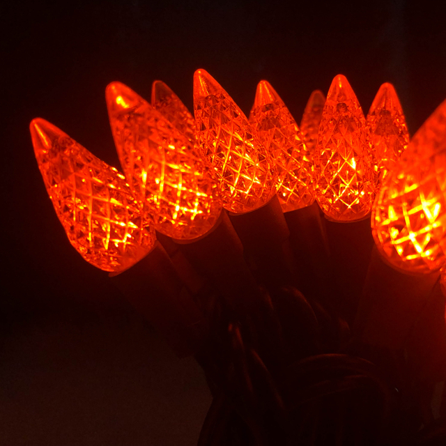 C6 Strawberry LED String Lights Orange LED 22 AWG Wire UL Waterproof Outdoor Use
